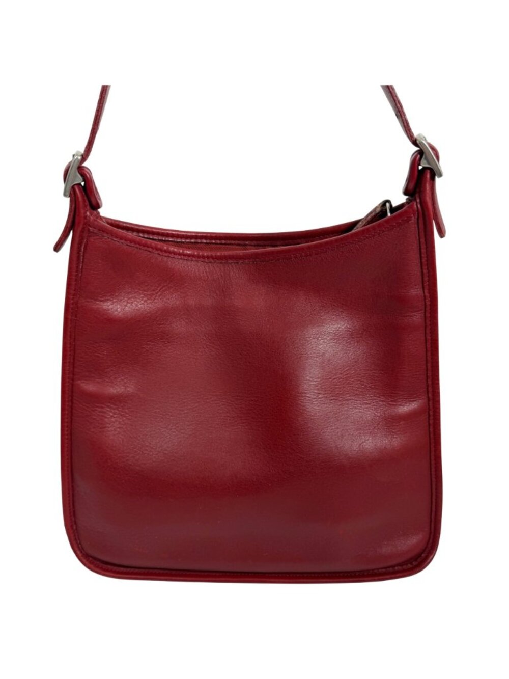 Vintage COACH Andrea 9073 USA Slim Shoulder Bag Red Leather Silver Buckle NO TAG - Picture 5 of 16